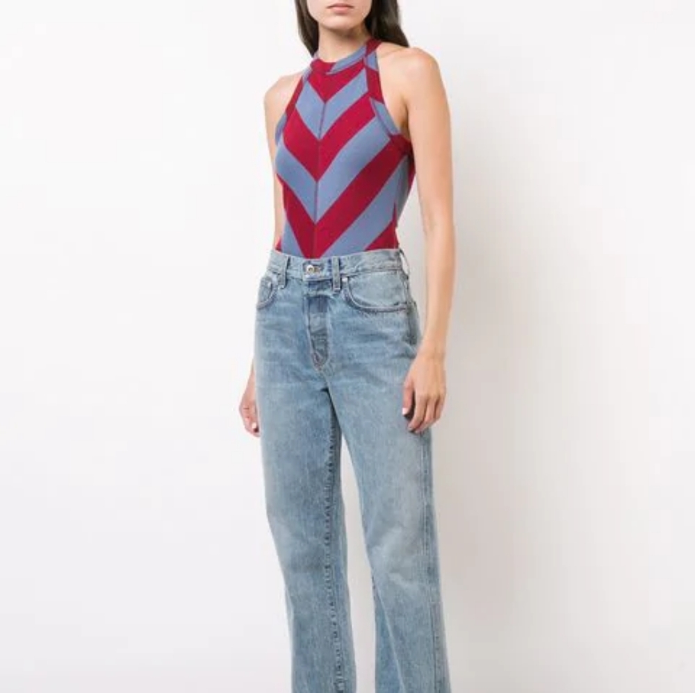 NWOT Proenza Schouler Pswl Diagonal Stripe Bodysui
